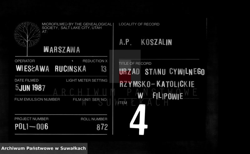 image.from.unit.number "Kniga zvana Duplikat zaključajuščaja v sebe Akty o roždenii, Brakosočetanii i smerti Filipovskago Prichoda s 1884 g."