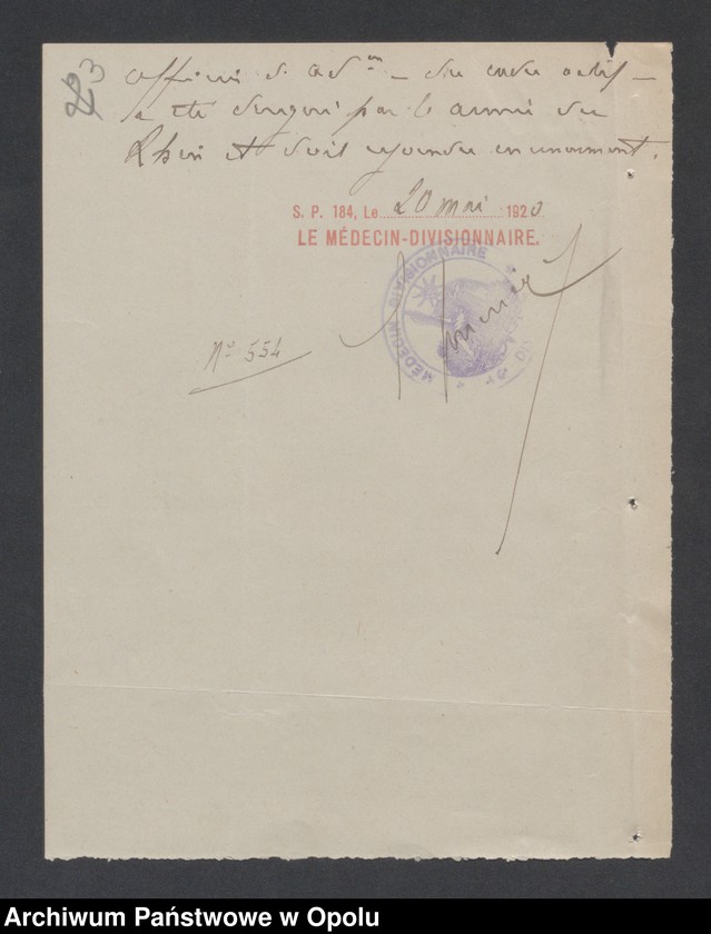 Obraz 5 z jednostki "/Raporty miesięczne oddziałów wojsk francuskich o morale żołnierzy/ V 1920"