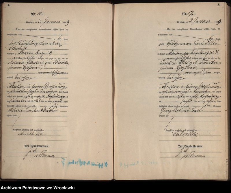 image.from.unit.number "Geburts-Haupt-Register Breslau I 1889 Band 1"