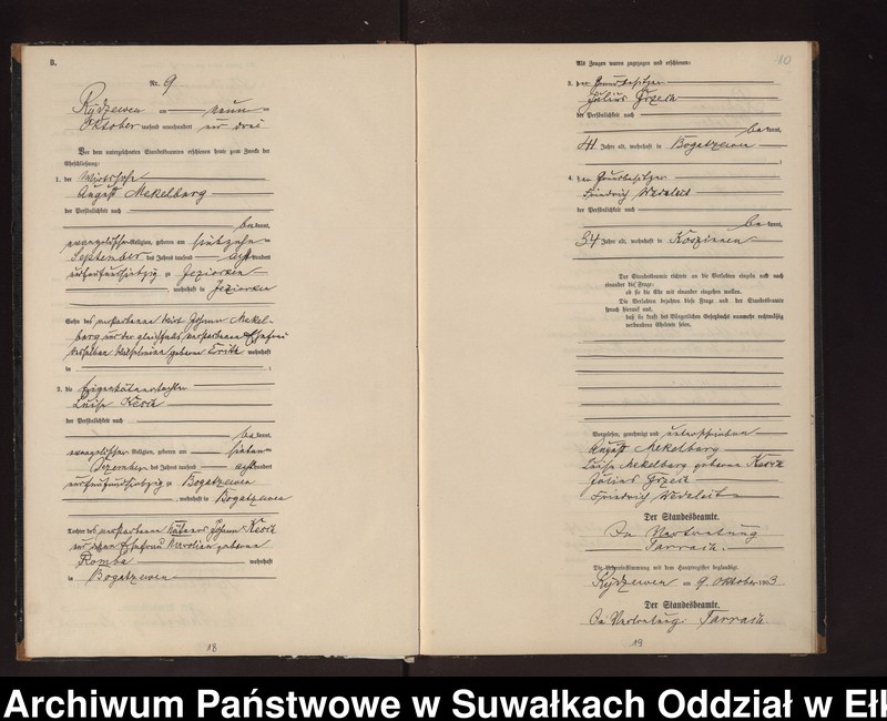 image.from.unit.number "Heirtahs-Neben-Register des Preussischen Standes-Amtes Rydzewen Kreis Lötzen"