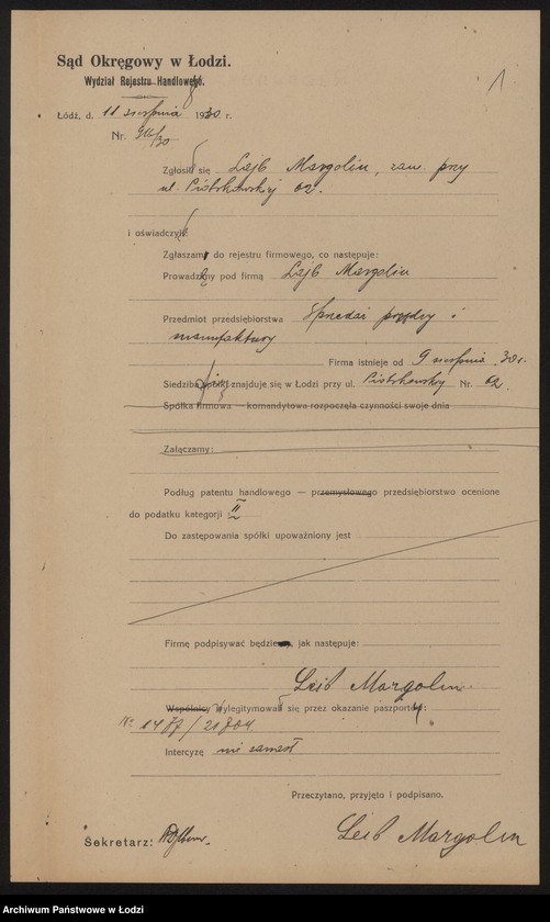 Obraz 3 z jednostki "Lajb Margolin- sprzedaż przędzy i manufaktury"