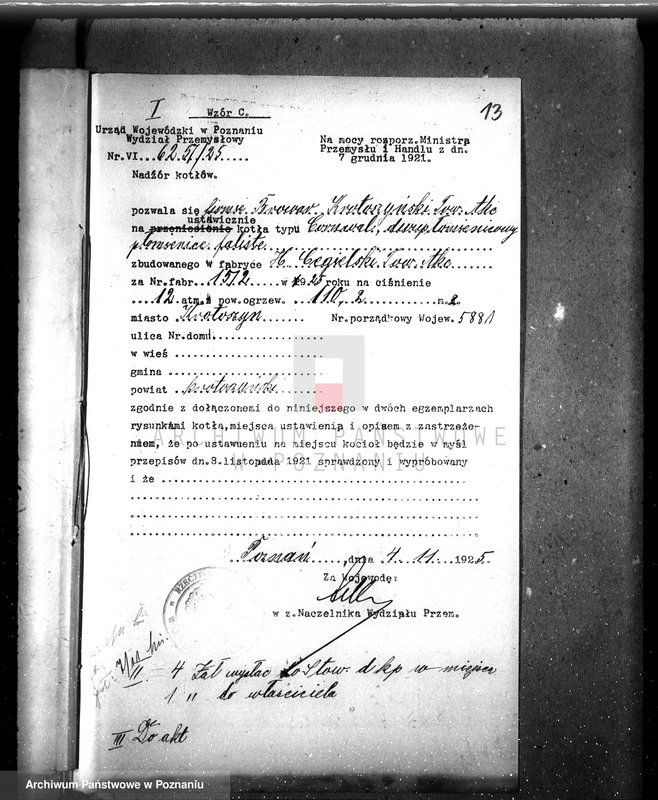 image.from.unit.number "Browar Krotoszyński - Towarzystwo Akcyjne nr woj. kotła 5881"