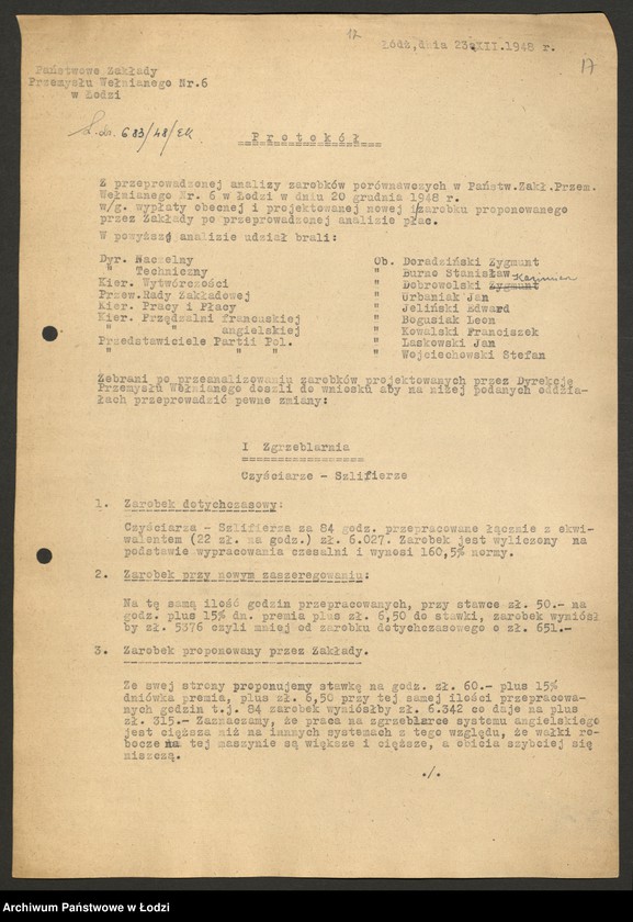 Obraz 18 z jednostki "Reforma płac; protokoły z zebrań zakładowych"