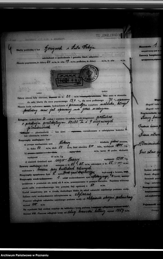 Obraz 8 z jednostki "Elektrownia Fundacji Sułkowskich w Rydzynie, pow. leszczyński nr woj. kotła 6124"