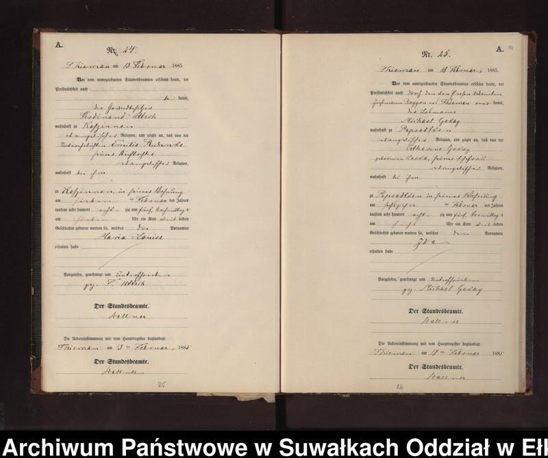 image.from.unit.number "Geburts-Neben-Register des Preussischen Standes-Amtes Rydzewen Kreis Loetzen"