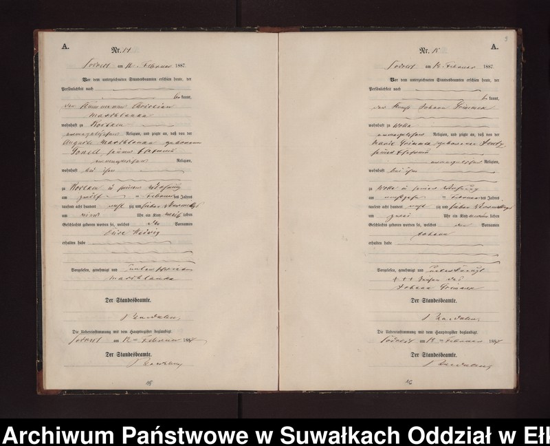 Obraz 12 z jednostki "Geburts-Neben-Register des Preussischen Standes-Amtes Neuhoff Kreis Loetzen"