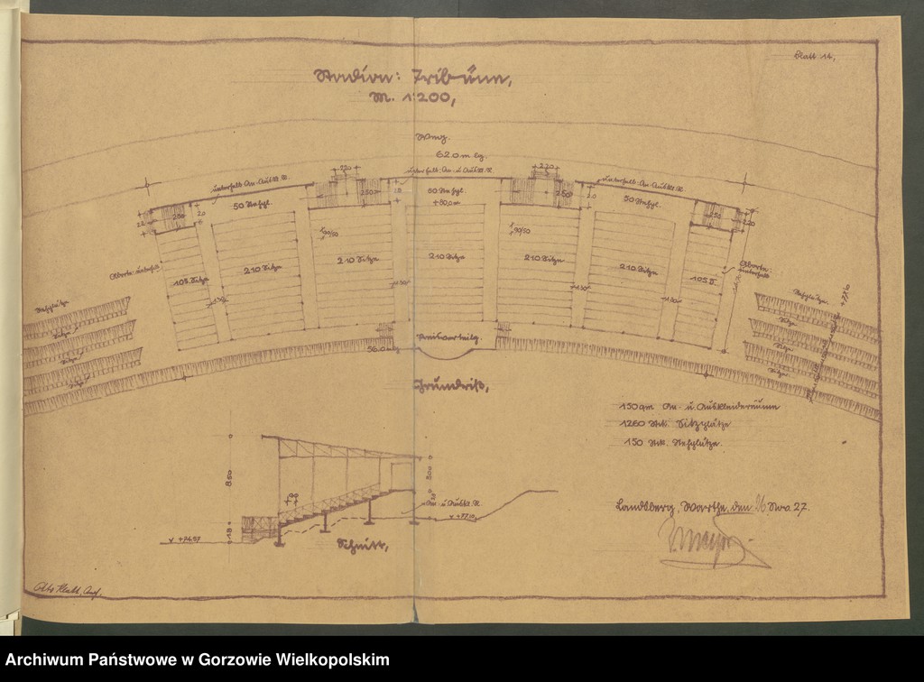 Obraz 10 z kolekcji "Plany i projekty budowy stadionu sportowego przy Soldiner Strasse (ul. Konstytucji 3 Maja) z okresu 1925-1931."