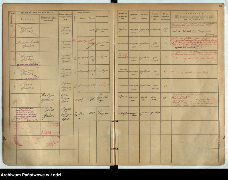 Obraz 9 z jednostki "[Księga ludności stałej m. Łodzi guberni piotrkowskiej nr domu 189-192]"