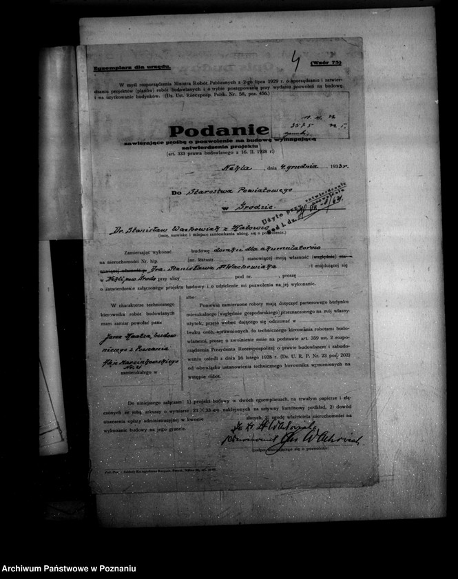 Obraz 8 z jednostki "Zatwierdzenie zakładu przemysłowego /domku dla akumulatorów/ St. Wachowiak w Nekli Młyn"