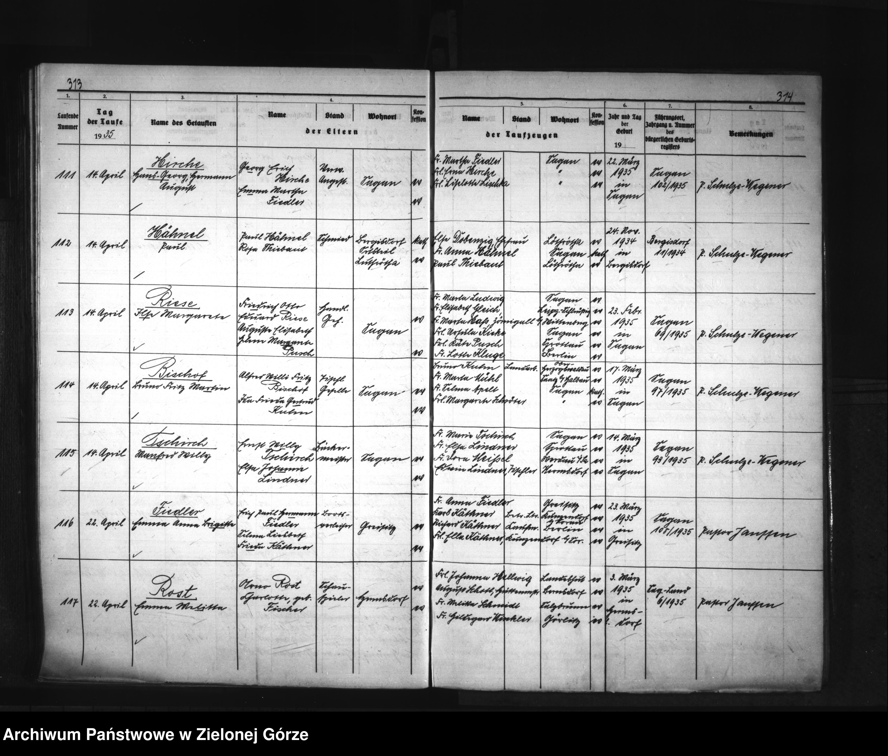 Skan z jednostki: [Księga chrztów parafii ewangelickiej w Żaganiu]