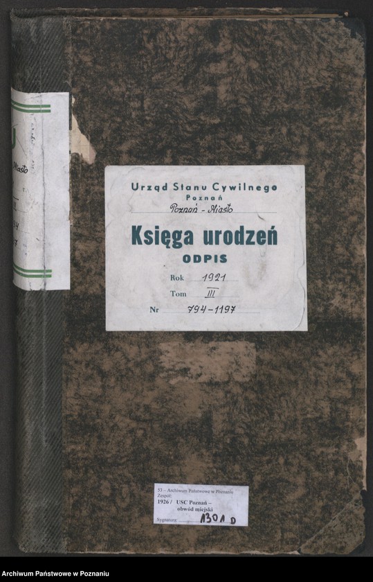 Obraz 2 z jednostki "Księga urodzeń odpis tom III [Rejestr poboczny urodzeń]"