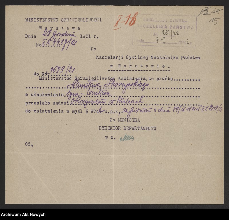 image.from.unit.number "Ułaskawienia z b. Kongresówki - nieuwzględnione, dotyczące zabójstw, napadów zbrojnych, rabunkowych, pokątnego gorzelnictwa, gwałtu, deprawacji, wymuszeń, łapownictwa, wyroków: o kradzieże dokonane min. przez Rosjan b. żołnierzy armii Wrangla, o przemyt przez granicę pruską, a także o zdradę i wstąpienie do armii bolszewickiej"