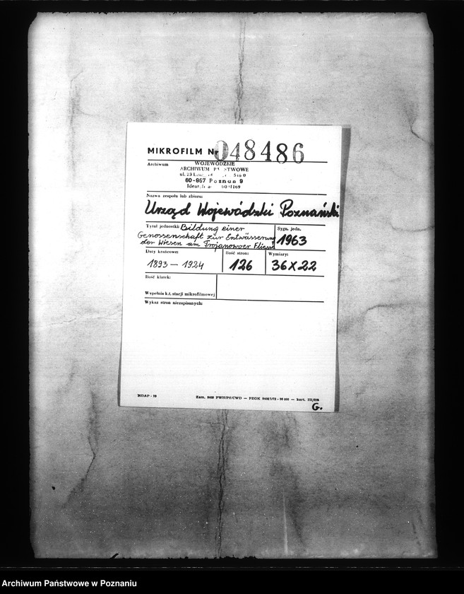 Obraz 1 z jednostki "Bildung einer Genossenschaft zur Entwässerung der Wiesen am Trojanowoer Fliesse im Kreise Obornik"