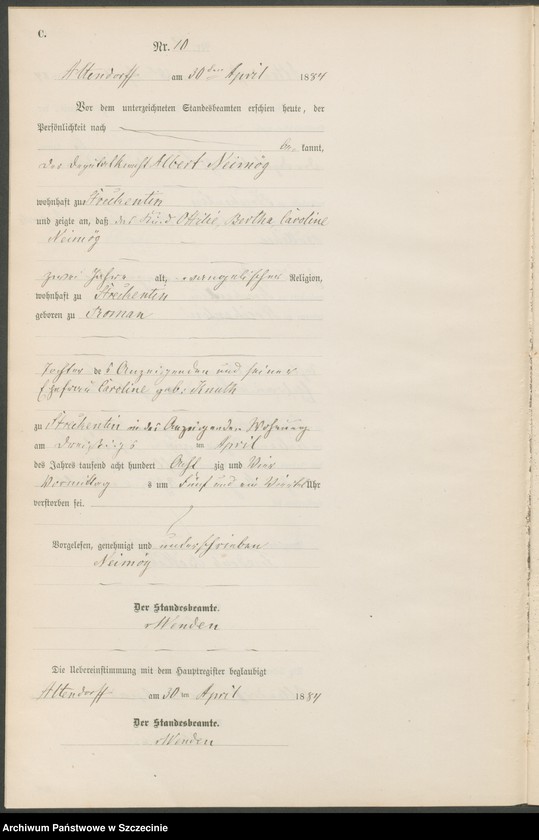 Obraz 13 z jednostki "Sterbe-Register (Neben-Register)"