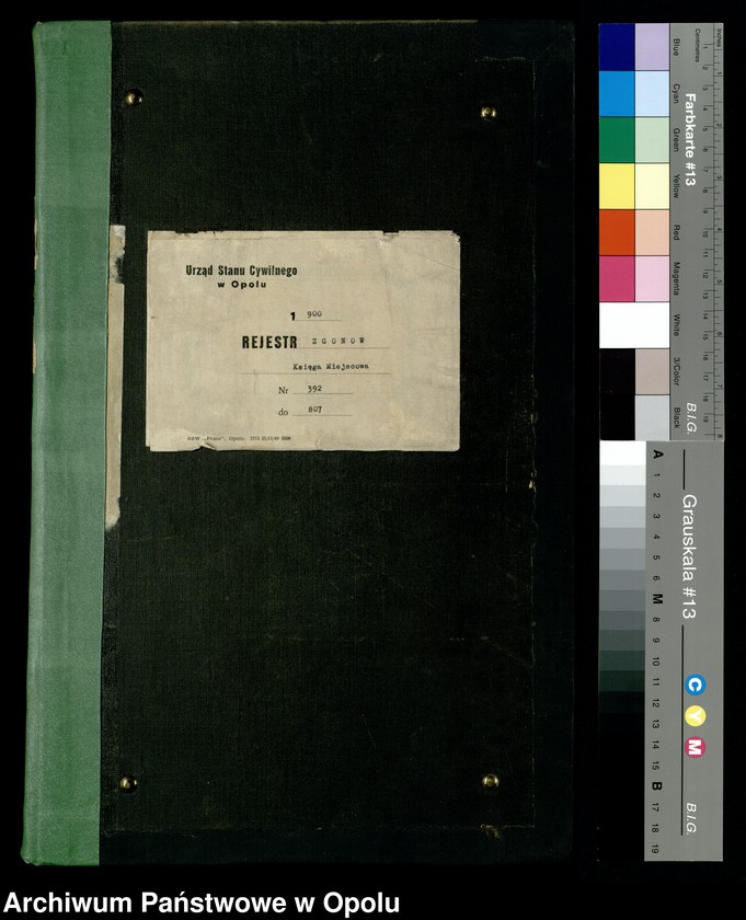 Obraz 3 z jednostki "Urząd Stanu Cywilnego w Opolu 1900 Rejestr zgonów Księga Miejscowa Nr 392 do 807"