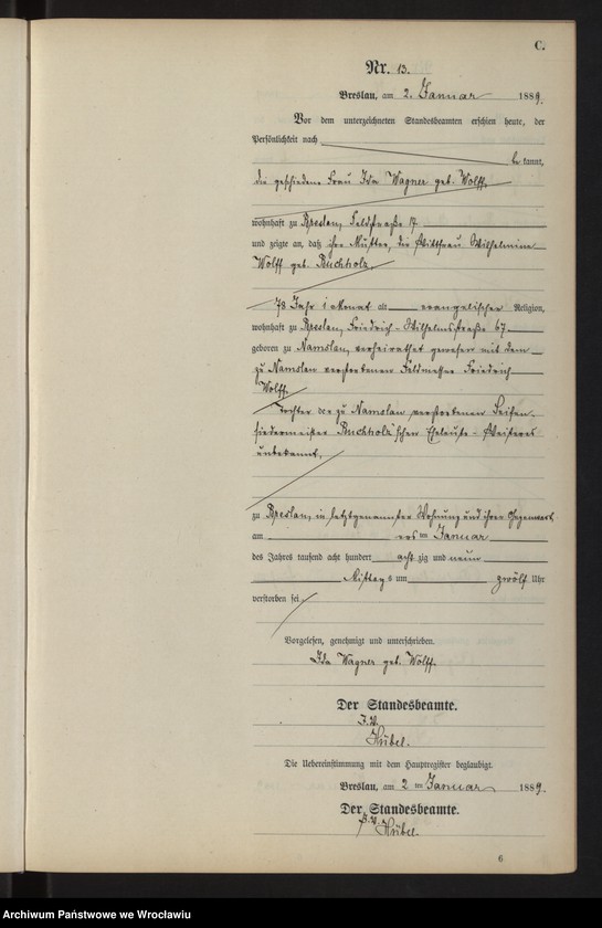 image.from.unit.number "Sterbe-Neben-Register Breslau II 1889 Band 1"