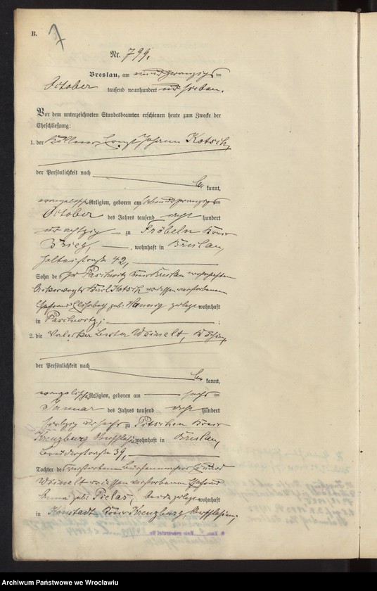 image.from.unit.number "Heiraths-Haupt-Register Breslau II 1907 Band 5"