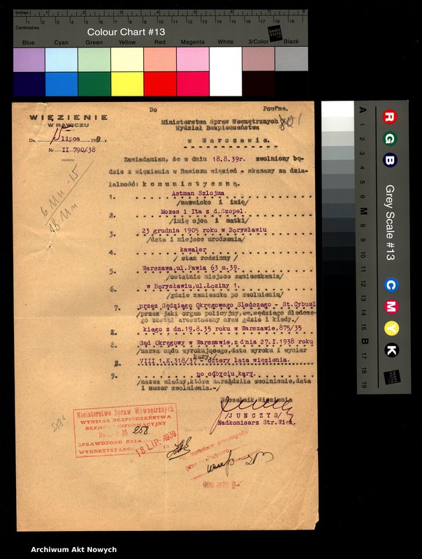 image.from.unit.number "Więzienie w Rawiczu - informacje o zwolnieniu osób skazanych za działalność komunistyczną. Kwestionariusze."