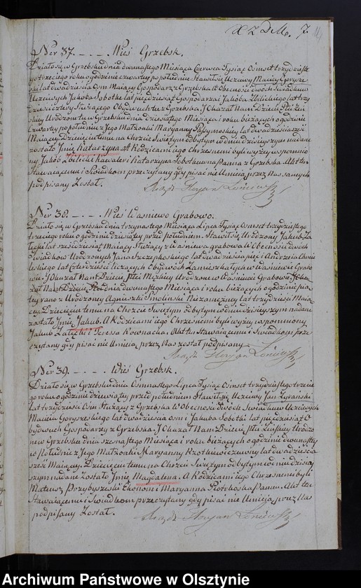 image.from.unit.number "Duplicat Urodzenia, Zaślubienia i Zeyścia Parafii Grzebsk z roku 1833-go"