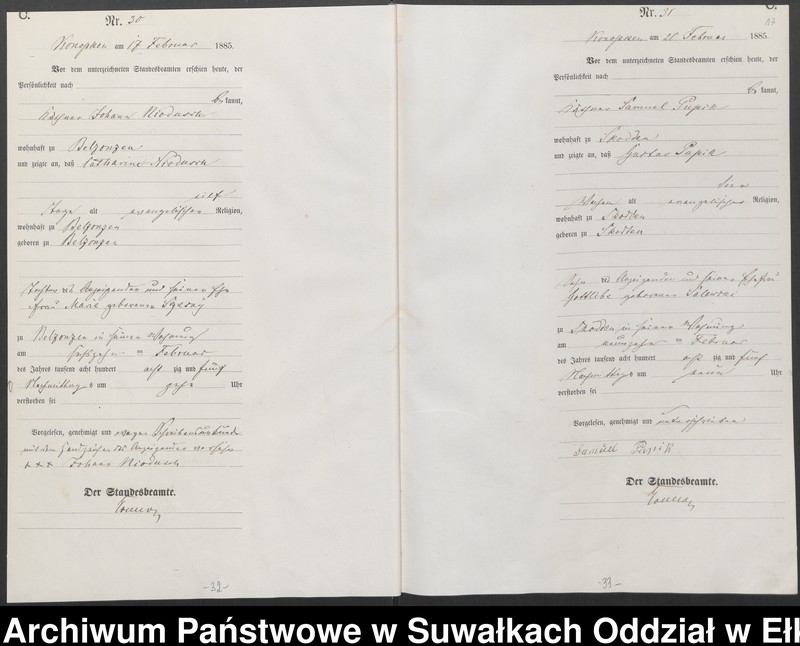 image.from.unit.number "Sterbe-Haupt-Register des Königlichen Preussischen Standes-Amtes Belzonzen Kreis Johannisburg"
