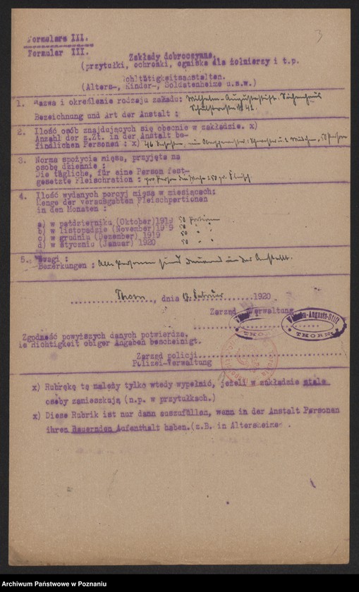 Obraz 5 z jednostki "[Wykazy zakładów dobroczynnych w Toruniu w związku z racjonowaniem żywności]"