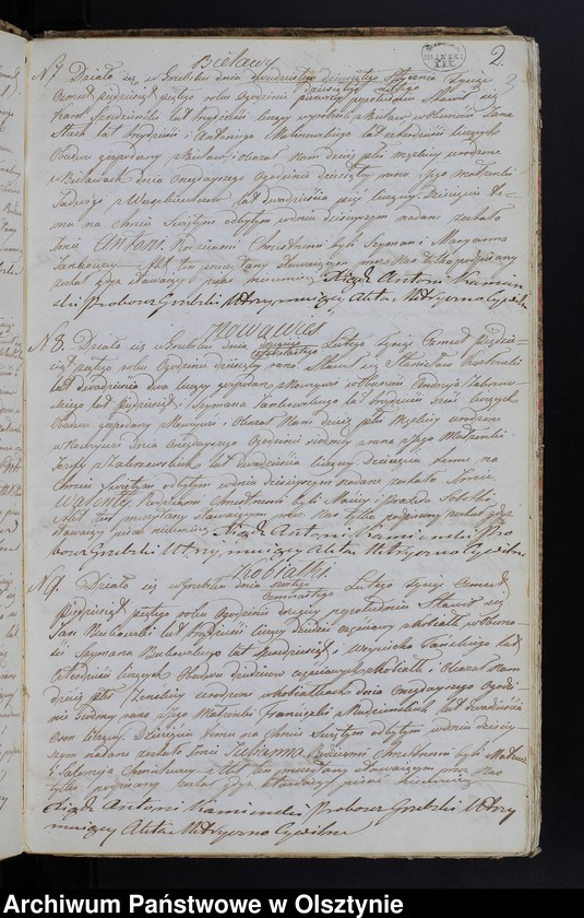image.from.unit.number "Duplikat Aktów Urodzenia, Zaślubień, Zeyścia z Roku 1855 z Parafij Grzebskiey"