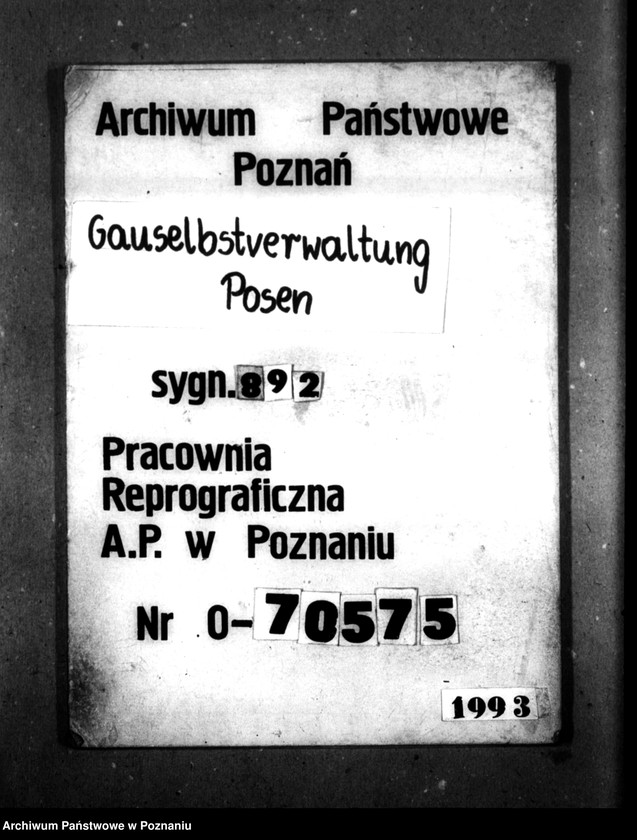 Obraz 1 z jednostki "Schriftwechsel mit der Gauselbsverwaltung [Korespondencja dotycząca spraw gospodarczych, dane o dzieciach, listy personelu niemieckiego]."