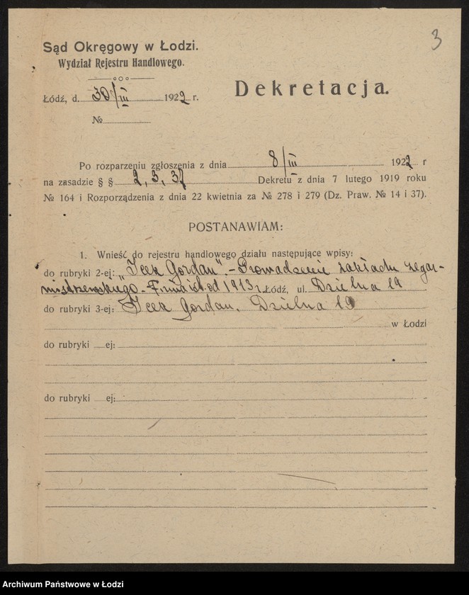 Obraz 5 z jednostki "Icek Jordan- prowadzenie zakładu zegarmistrzowskiego"