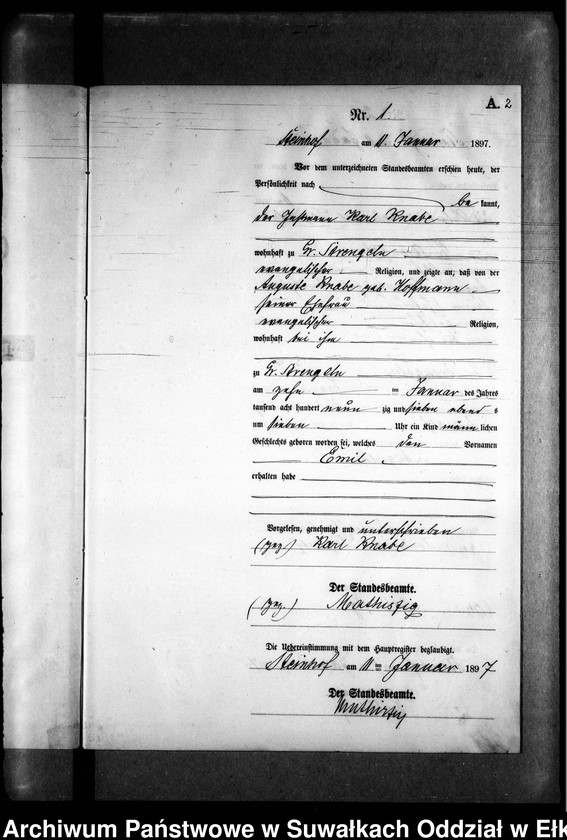 image.from.unit.number "Geburts-Neben-Register des Preussischen Standes-Amtes Gr. Strengeln Kreis Angerburg"