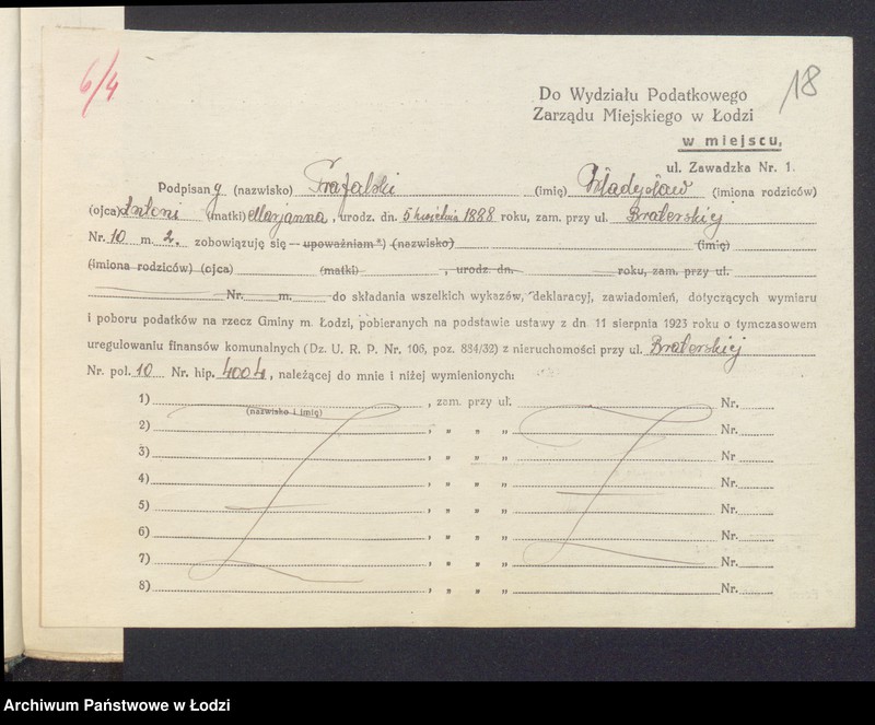 Obraz 20 z jednostki "Księga inwentarzowa nieruchomości m. Łodzi ul. Braterska"