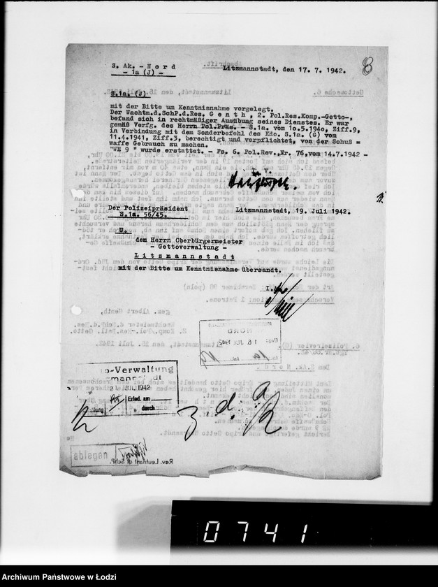 Obraz 12 z jednostki "Berichte der Polizei und Kripo [o zastrzeleniu Żydów uciekających z Getta i zatrzymaniu przemytników]"