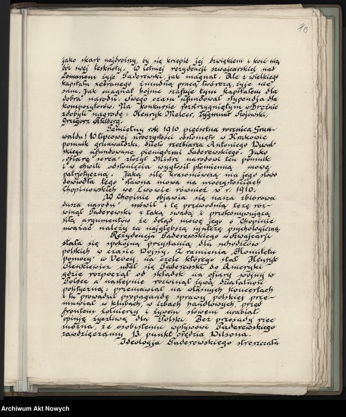 image.from.unit.number ""LXX Ignacemu Paderewskiemu - Łodzianie". Album pamiątkowy, oprawny w skórę, strona tytułowa obita srebrem"