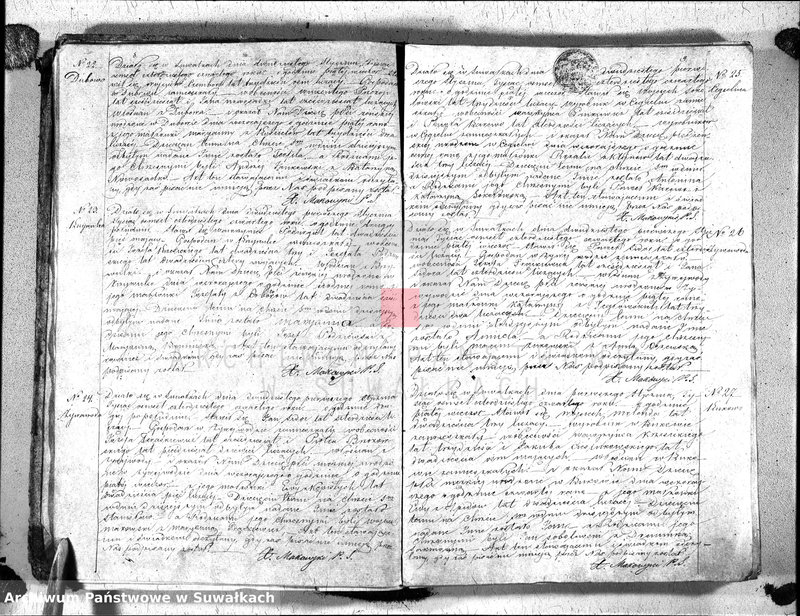 Obraz 7 z jednostki "[Akta urodzeń, zaślubin i zgonów parafii suwalskiej wyznania rzymsko-katolickiego za rok 1844]"