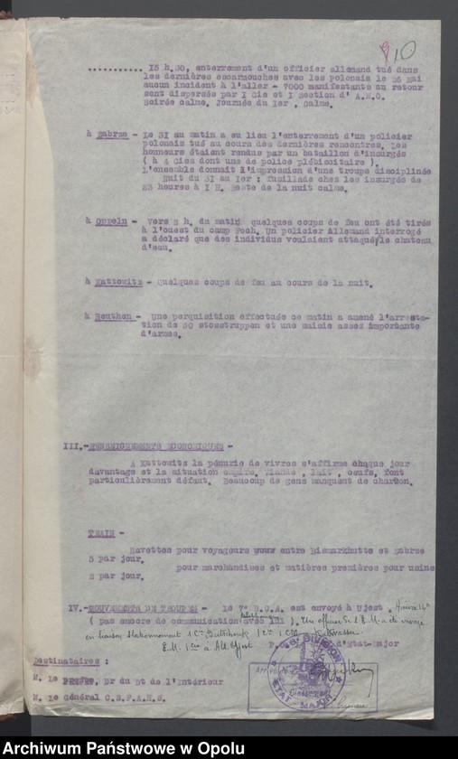 Obraz 12 z jednostki "Entrees-Pieces emanant des autorites Subordonnees-Evenements /Korespondencja od jednostek podległych w sprawie zdarzenia z miesiąca VI.1921/ 1-25.06.1921"