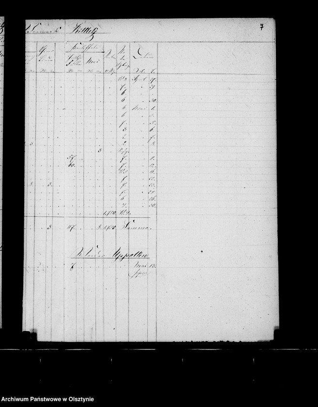 image.from.unit.number "Nachweisung des ausgesäten Sommergetreides in den zur Administration Steinort gehörigen Vorwerken"