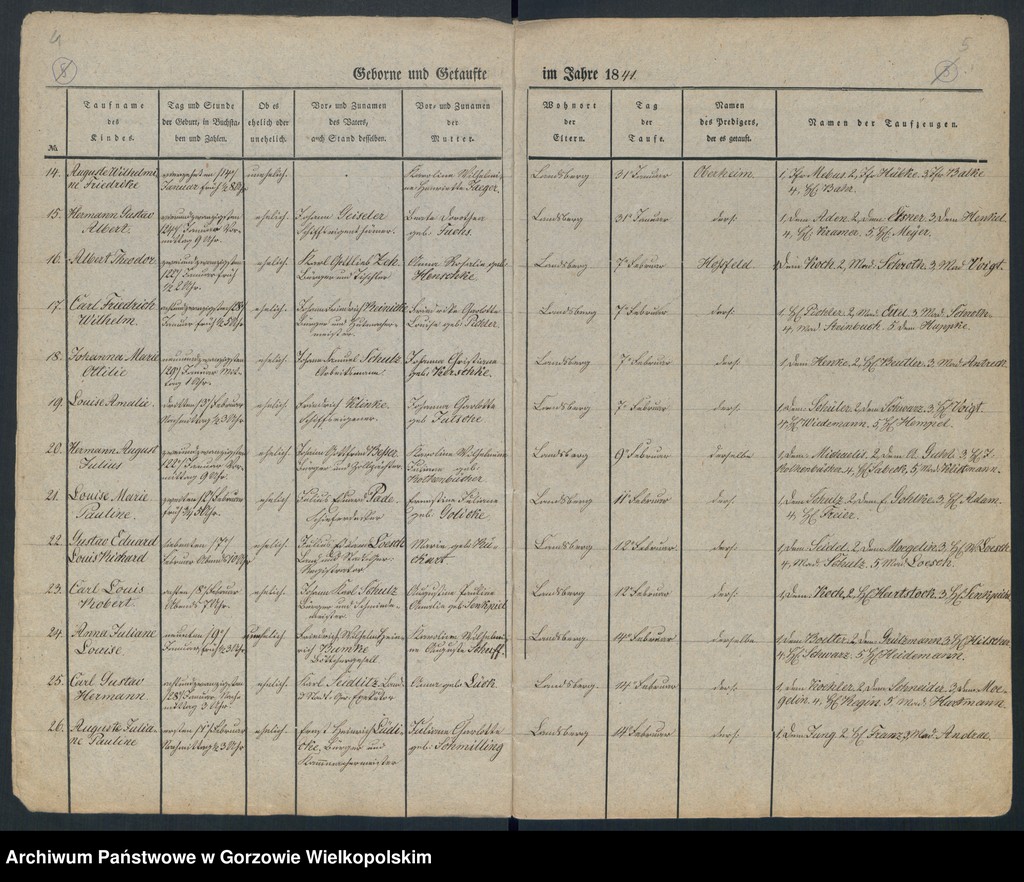 image.from.unit.number "Duplikate der Kirchenbücher von der Parochie der Hauptkirche zu Landsberg an der Warthe (zawiera także księgę zgonów Konkordien Kirche z 1841 r.)"