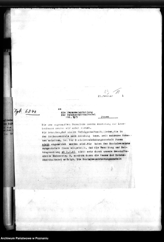 Obraz 17 z jednostki "Schriftwechsel mit der Reichsstalshalterei betr. die Gefolgschaftsmitglieder der Gräberzentrale"