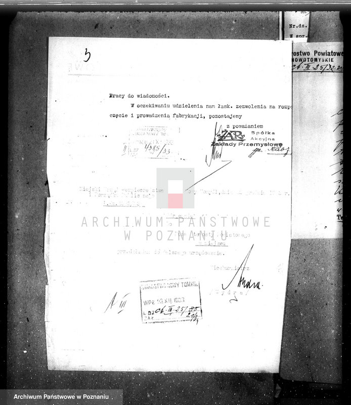Obraz 7 z jednostki "Zatwierdzenie zakładu przemysłowego firmy "Żar" /fabryki tutek do papierosów/ w Nowym Tomyślu"