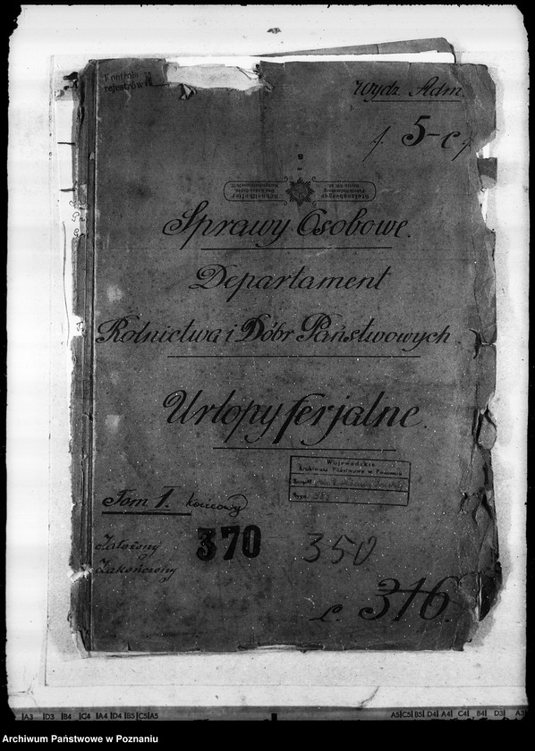 Obraz 4 z jednostki "Sprawy osobowe Departamenu Rolnictwa i Dóbr Państw. urlopy ferialne"