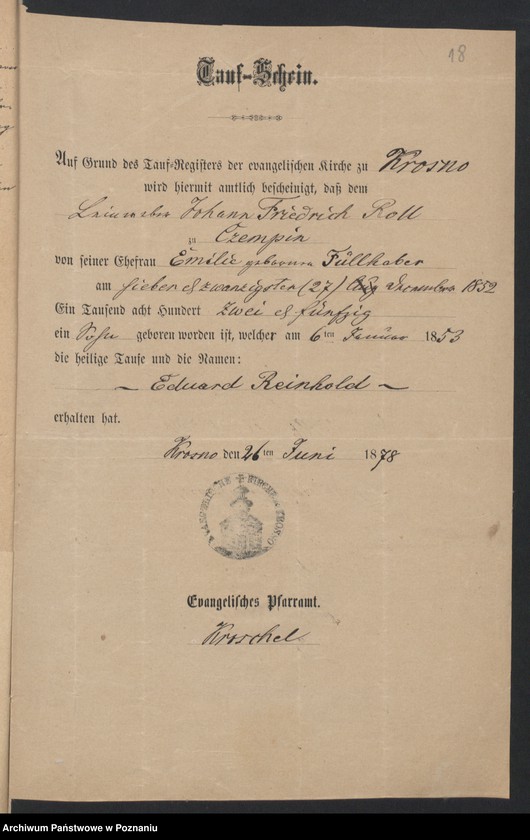 Obraz 20 z jednostki "Acta betreffend die Schrieftstücke nur §§ 28 bis 38,43,45 bis 50,55,65 und 66 der Reichsgesetz vom 6 Januar 1875 zum Heiraths -Register"