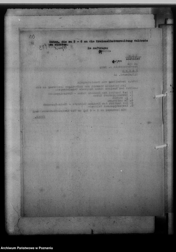 Obraz 14 z jednostki "[Korespondencja w sprawach organizacyjnych, sprawozdanie z działalności], Kreissippenamt Waldrode [Gostynin, województwo warszawskie]"