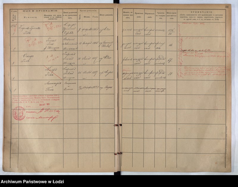 Obraz 17 z jednostki "[Księga ludności stałej m. Łodzi guberni piotrkowskiej nr domu 1175-1182]"