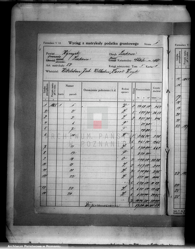 Obraz 10 z jednostki "Wyciąg z matrykuły podatku gruntowego gromady Liszkowo"