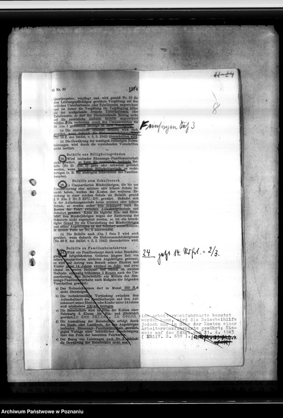 Obraz 12 z jednostki "Räumungs - Familienunterhalt. Sonderunterstützung für Polen. Umquartierung wegen Luftgeführdung"
