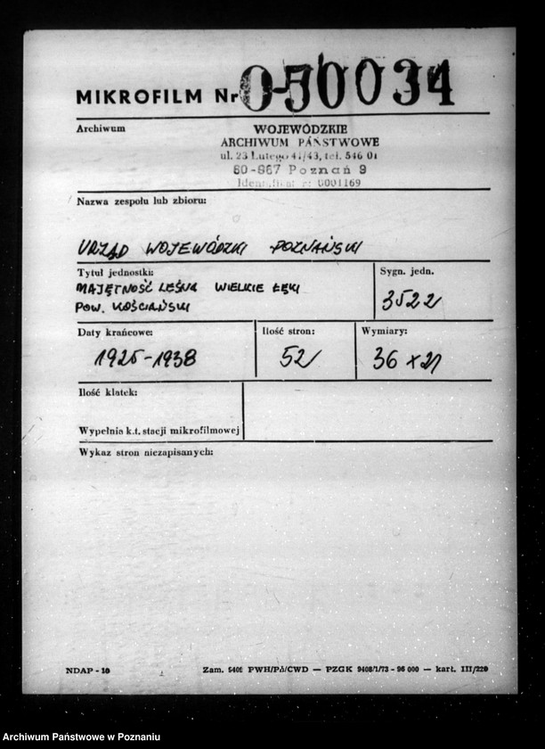 Obraz 2 z jednostki "Majętność /leśna/ Wielkie Łęki powiat kościański"