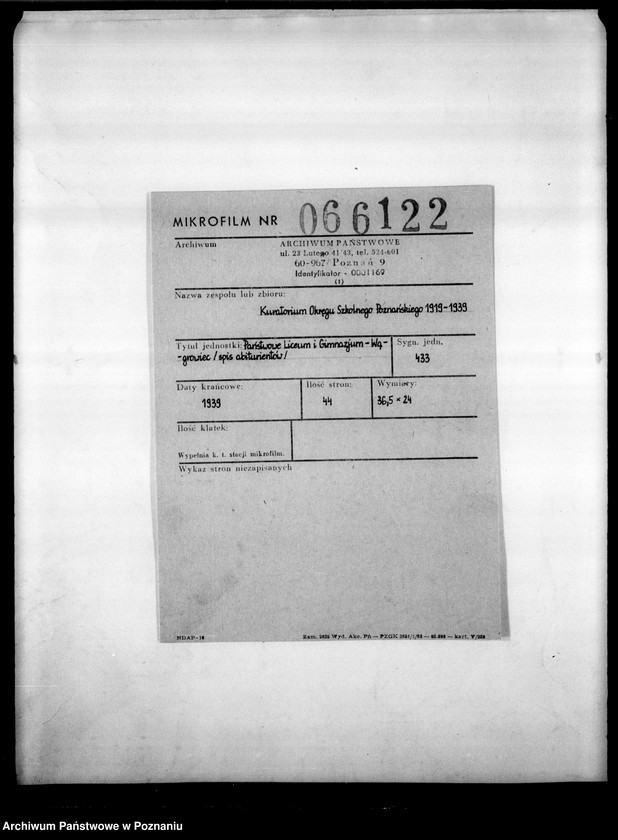 Obraz 2 z jednostki "Państwowe Liceum i Gimnazjum - Wągrowiec [spis abiturientów]"