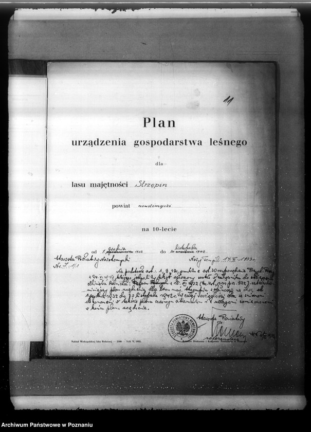 Obraz 15 z jednostki "Plan urządzenia gospodarstwa leśnego lasu majątku Strzępiń w powiecie nowotomyskim 1932-1942"