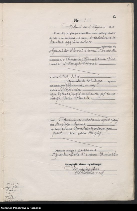 Obraz 11 z jednostki "Księga miejscowa zgonów tom I [Rejestr główny zgonów]"