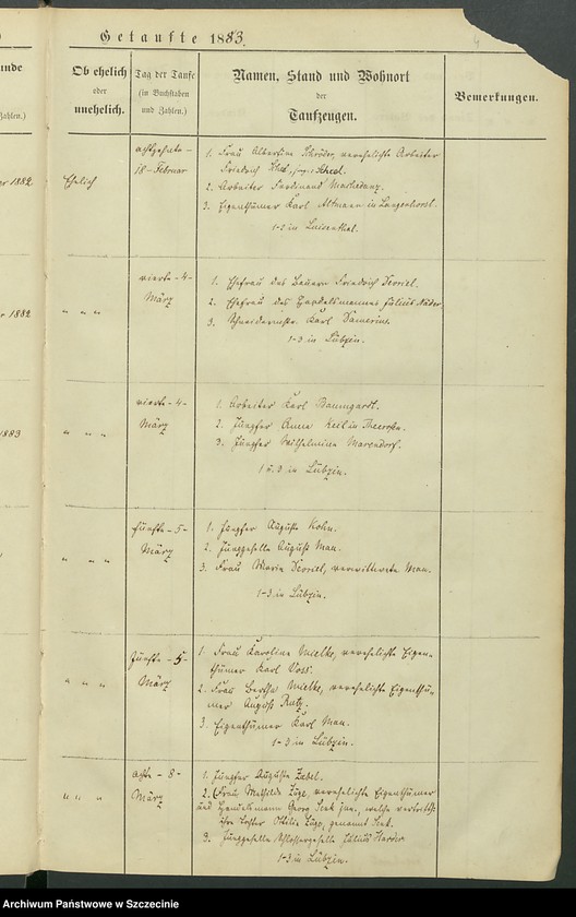 image.from.unit.number "Kirchenbuch. Lübzin (Lubczyna, now.)."