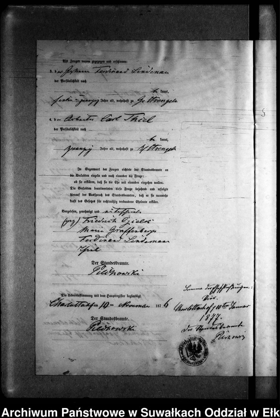 image.from.unit.number "Heiraths-Neben-Register des Preussischen Standes-Amtes Gr. Strengeln Kreis Angerburg"